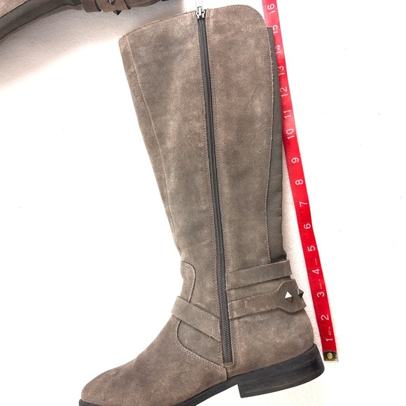 Marc Fisher Gray Suede Leather Buckle Knee High Moto Roding Boots 7.5 - Picture 15 of 16